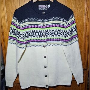 Vtg Arctic Cat Wear Snowmobile Racing Cardigan Button Sweater Womens Large U.S.A